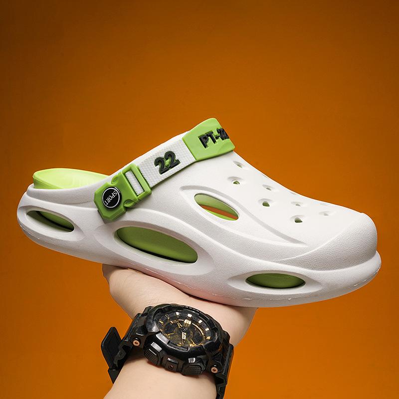 Сандалии мужские дырчатые туфли легкие дышащие пляжные туфли для вождения повседневные шлепанцы двойного ношения мужские туфли с закрытым носком