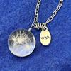 Dandelion Dried Flower Pendant Necklace, Elegant Floral Design Neck Jewelry Creative Birthday Gift For Women