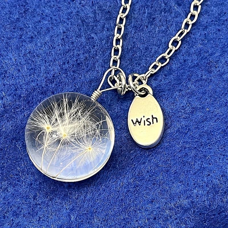 Dandelion Dried Flower Pendant Necklace, Elegant Floral Design Neck Jewelry Creative Birthday Gift For Women