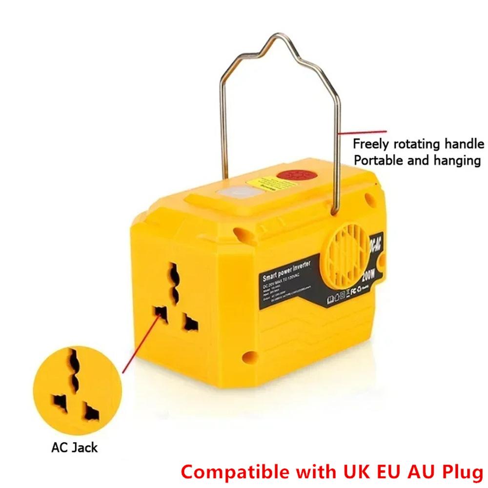 Inverter 220V-230V/AC USB+Type-C Outdoor Camping Battery Adapter For Dewalt Battery Power Supply 18-20V
