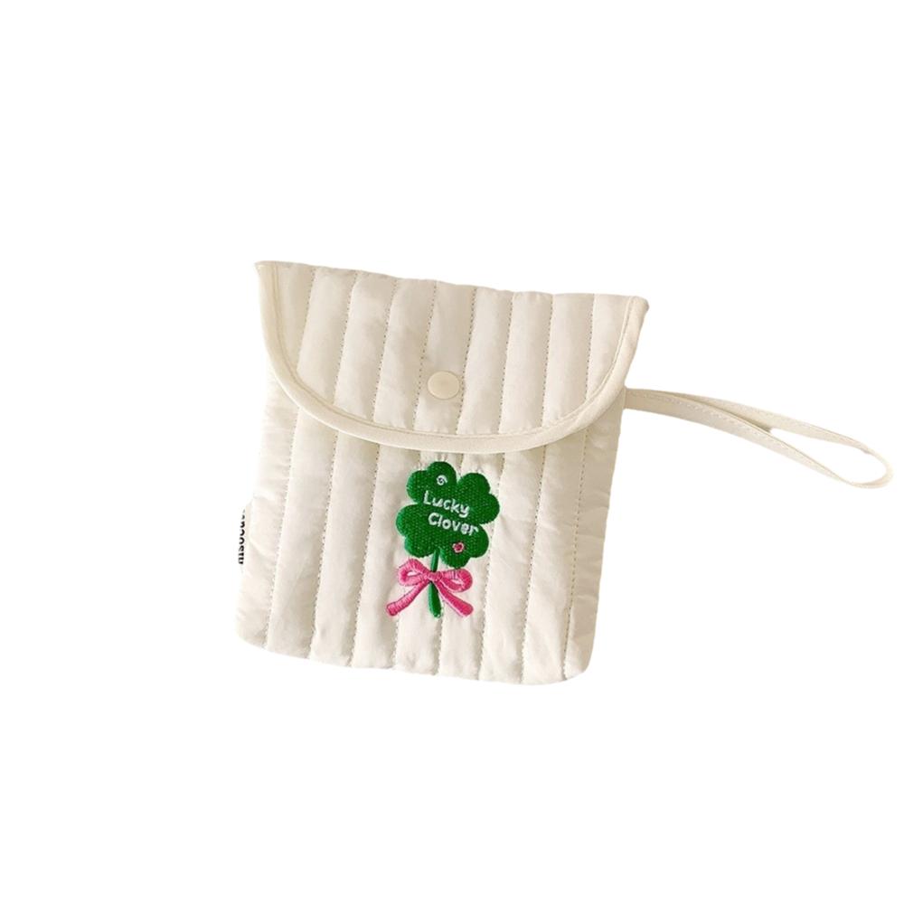 Square Embroidery Cherry Cosmetic Bag Cat Small Storage Bag Sanitary Napkin Storage Bag  Travel