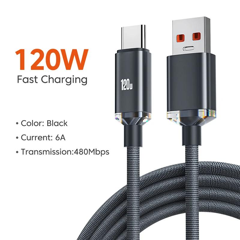 120W 6A PD USB To Type C Quick Charge Cable For Samsung Xiaomi Oneplus POCO OPPO Redmi Phone Fast Charging Data Cord USB C Cable