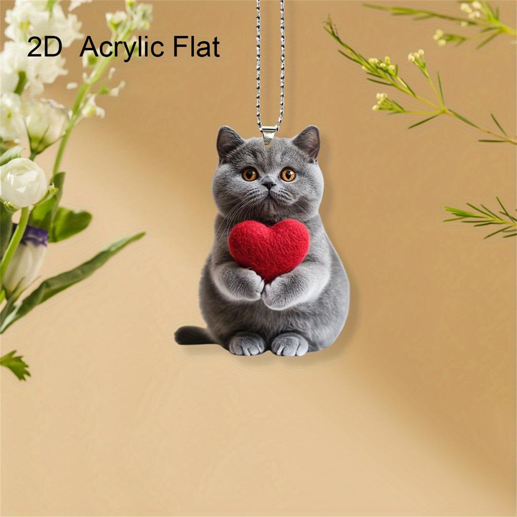 Милый кот Акриловый 2D Плоский Подвесной Кулон, Подвесные Украшения, Интерьер Автомобиля, Украшение Брелока