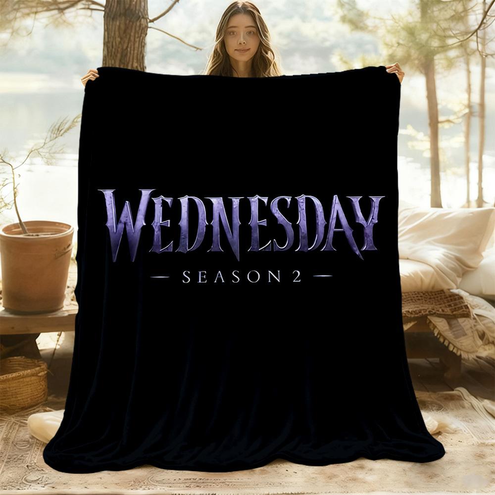 1pc Wednesday Outdoor Blanket Lightweight Flannel, Soft & Warm, All-Season Use for Sofa, Outdoor, Camping, Living Room, Office104