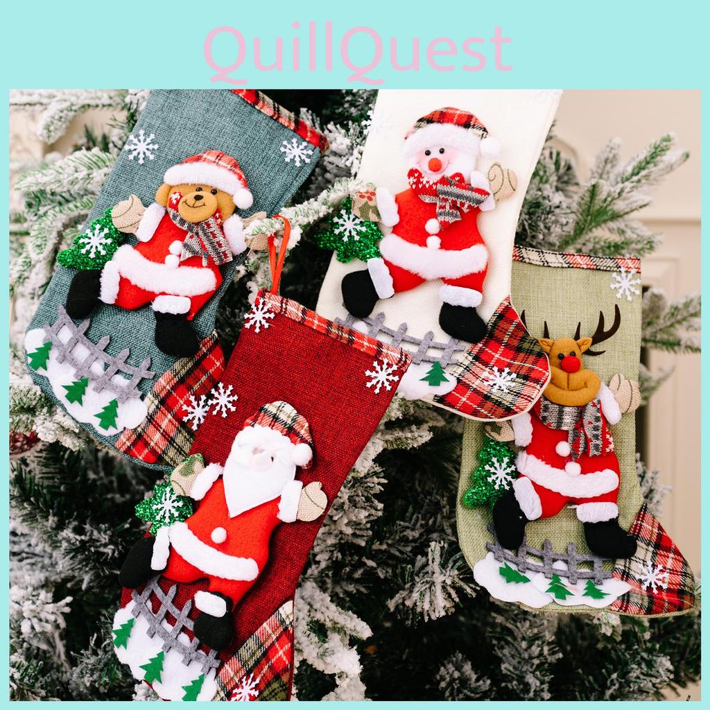 Extra Large Cartoon Christmas Socks Adorable Holiday Gift Bags For Tree Decorations