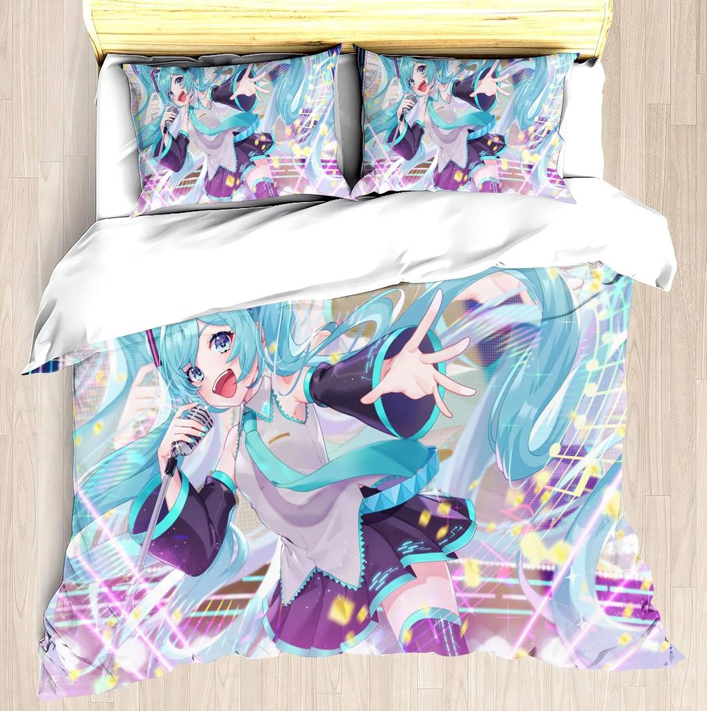 Hatsune Miku Anime 100% Polyester Bedding Set Duvet Cover Set Printed Cartoon Home Decor