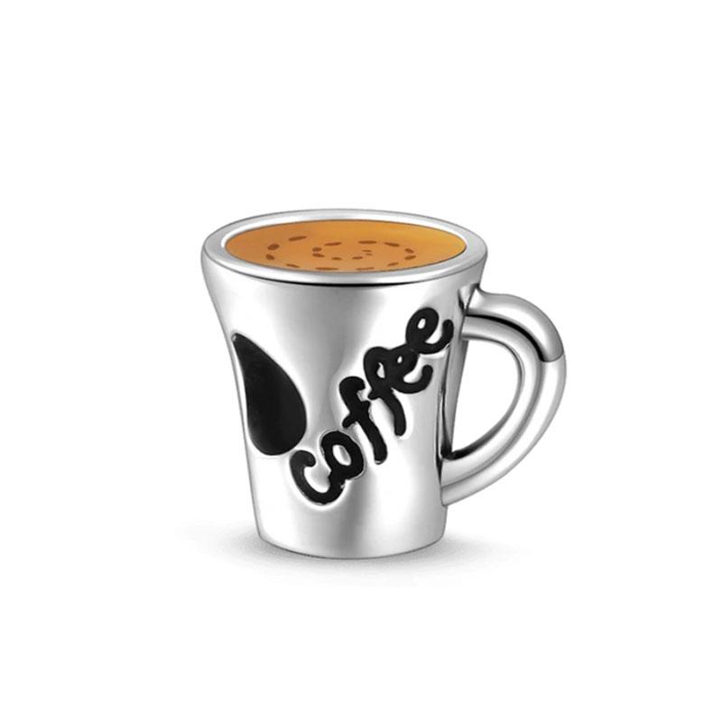 Новая медная подвеска Шарм-бусина в виде кофейной чашки Подходит для оригинального женского браслета Пиво Вино Подвесные украшения Подарок