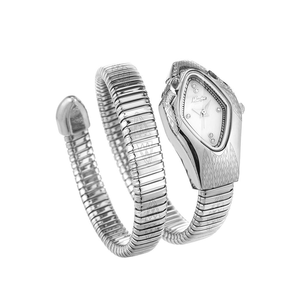 MISSFOX-Ladies' Exquisite Winding Snake Head Watch Waterproof Quartz Watch Unique Art Serpentine Diamond Bracelet
