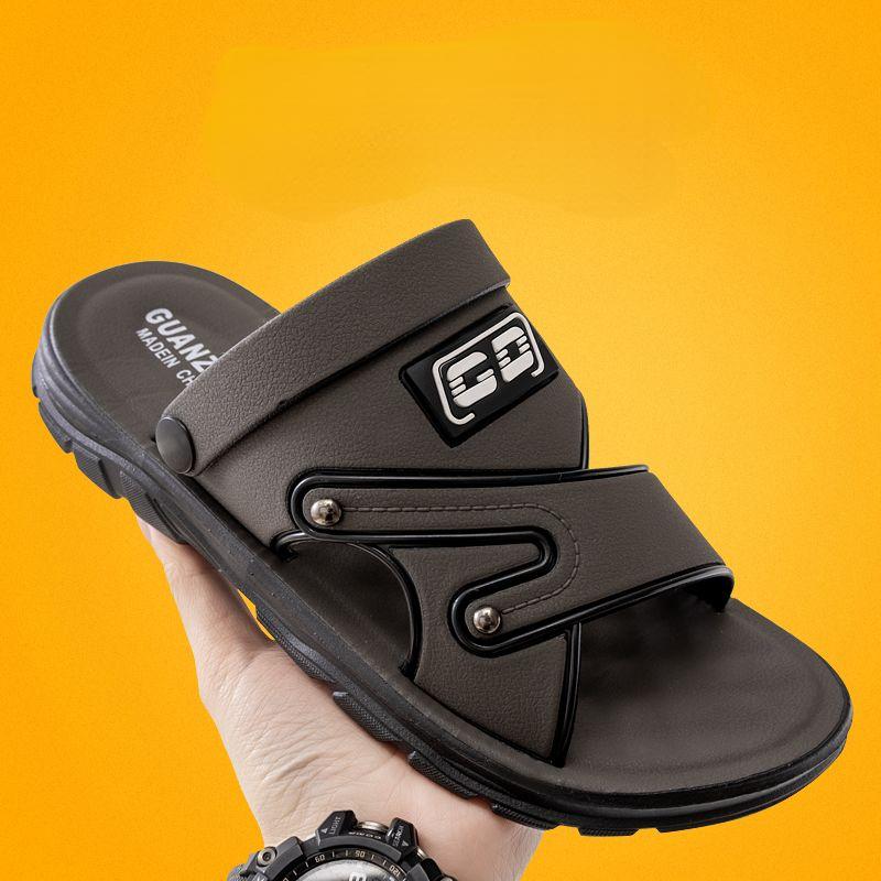Men's Sandals New Leather Thick Sole Beach Summer Outdoor Wear Waterproof No-Slip Slippers