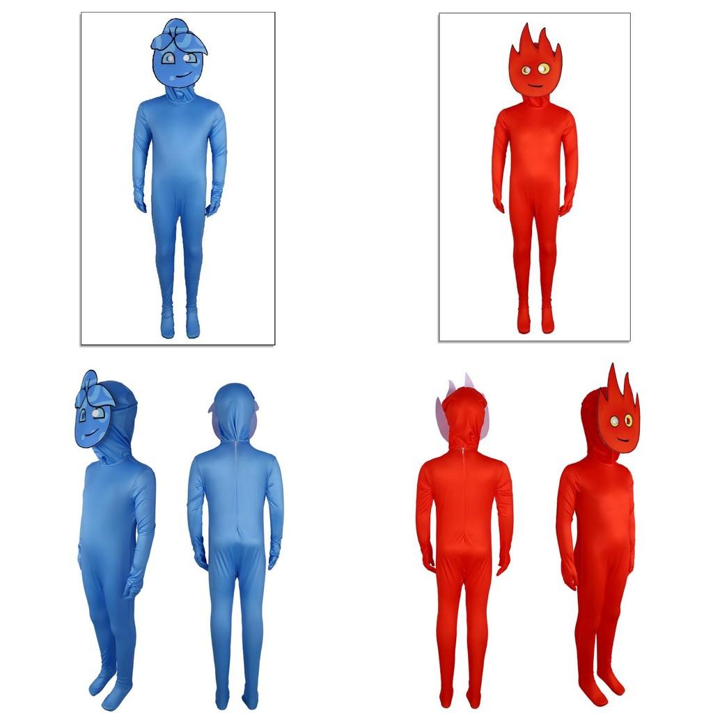 And Fireboy Watergirl Cosplays Costumes Full Body Game Jumpsuit Performance