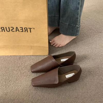 Женские персонализированные туфли-одинарки Новые балетки с квадратным носком из замши для женщин для отдыха на открытом воздухе Кожаная поверхность Zapatillas De Mujer