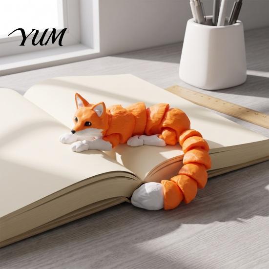 Articulated Fox Figurine Collectible Figurine, 3D Printed Flexible Fidget Toy, Cute Animal Toys for Desk Decor with Movable Joints Adult Stress