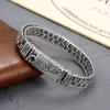 Silver Color New Green Stone Vine Grass Pattern Bracelet for Boys and Girls with Retro Ethnic Style