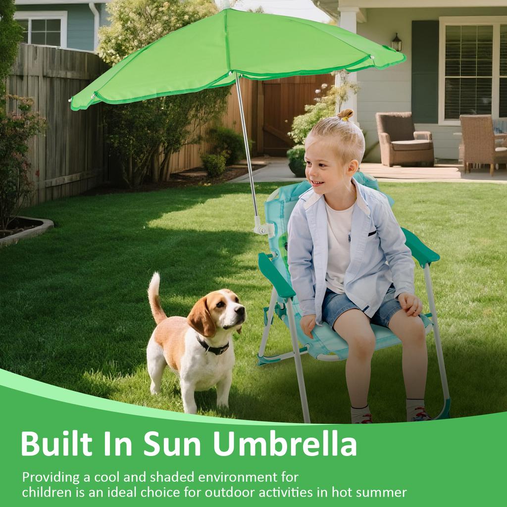 Kids Folding Beach Chair With Sun Umbrella Outdoor Lightweight Travel Picnic Child Camping Chair Wind Resistant Beach Lounger
