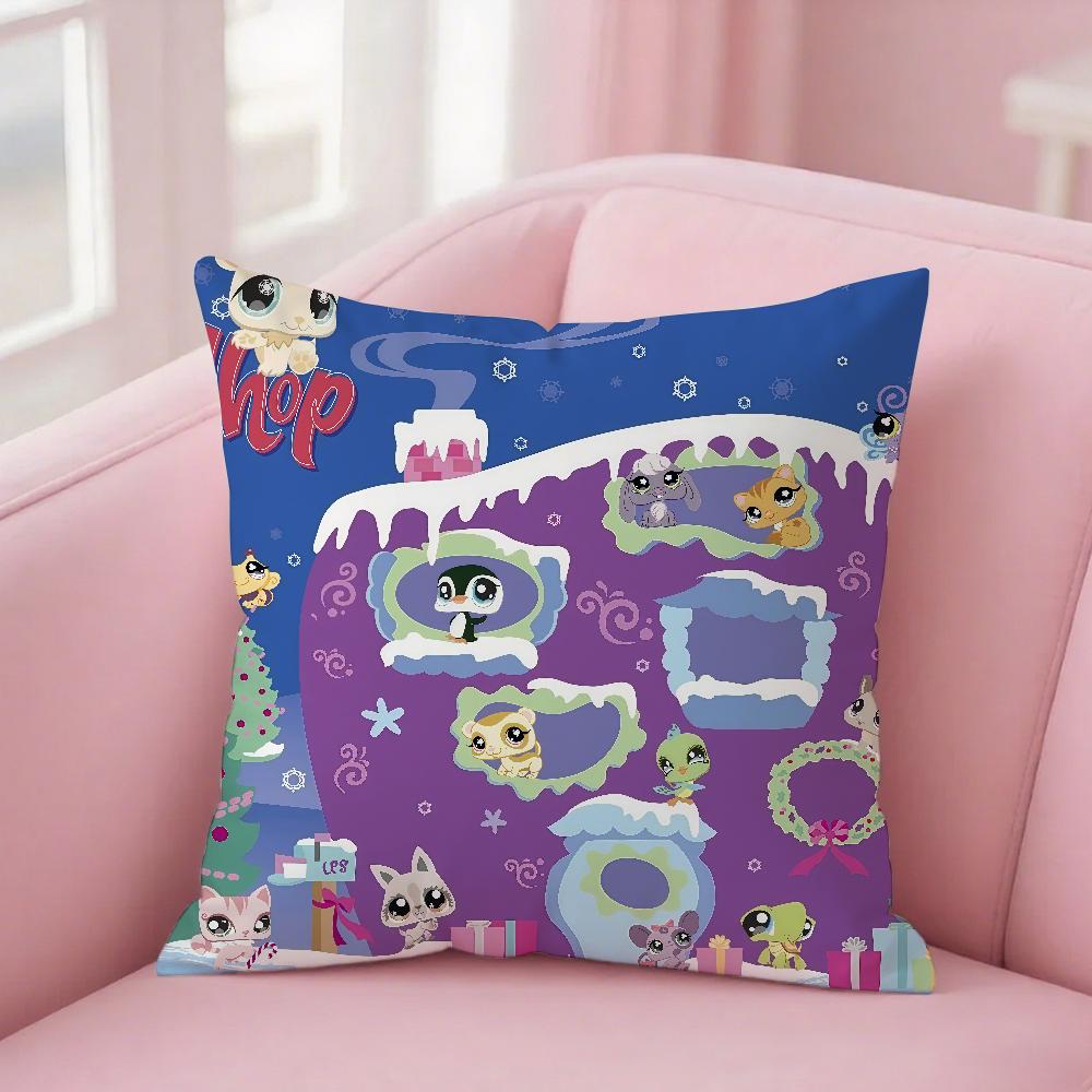 L-Littlest P-Pet Shop Наволочка Квадратная Двусторонняя Печать Чехол для Подушки на Диван Подушка для Спальни Прикроватная Наволочка