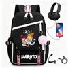 Anime Backpack Students Featuring Uchiha Itachi Design Canvas School Bag With USB Charging Port Unisex Street Style