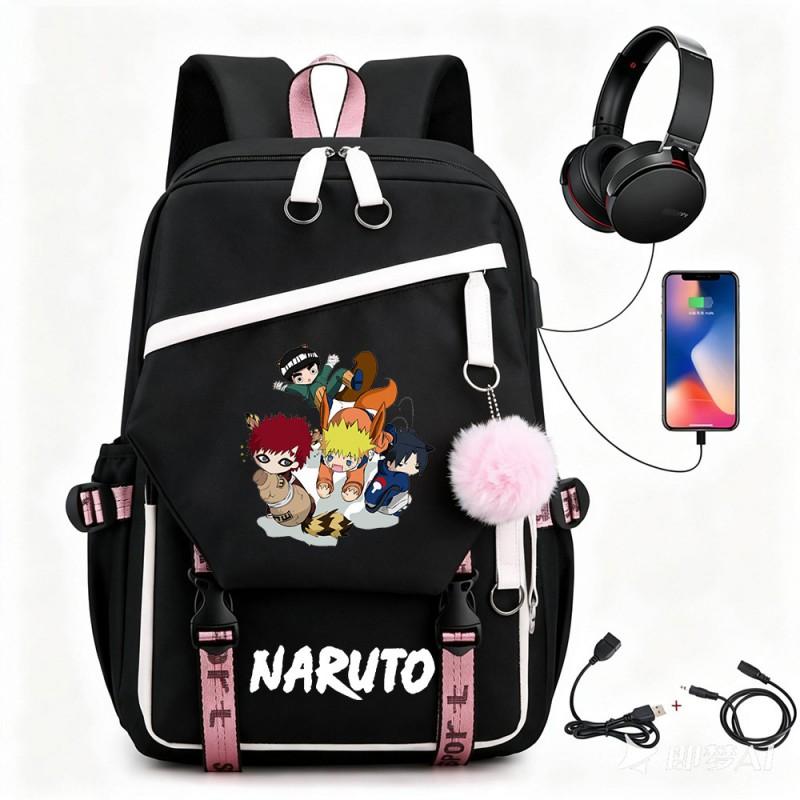 Anime Backpack Students Featuring Uchiha Itachi Design Canvas School Bag With USB Charging Port Unisex Street Style
