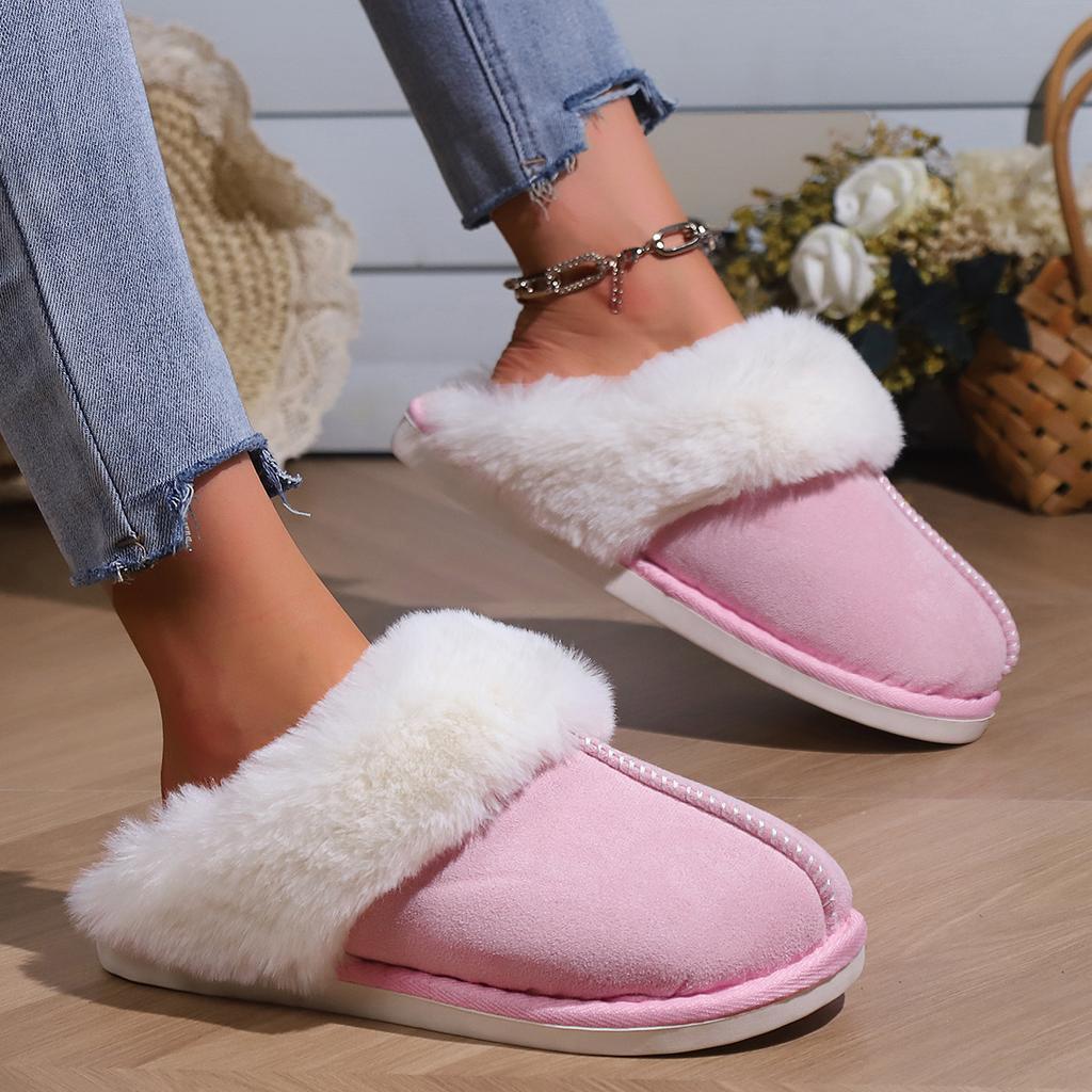 Cotton Slippers Autumn and Winter Plush Home Fluffy Bag Head Indoor Non-slip Home Couple Fluffy