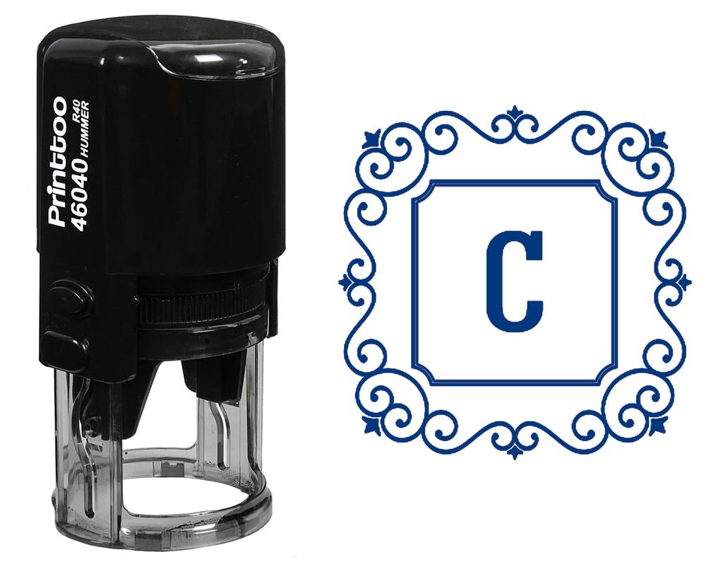 Printtoo Office Стационарный квадратный вихревой бордюр с буквой C Monogram Initial R-40 Self Inking Rubber
