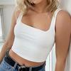 2023 Women's Sleeveless Spaghetti Strap Square Neck Slim Fit Crop Top