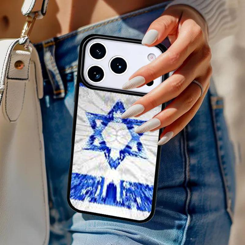 I=srael Flag in Finger Phone Case For iPhone 17 Air 14 15 13 12 Max Cover For Apple 14 15 16 16e 11 Pro Max Plus