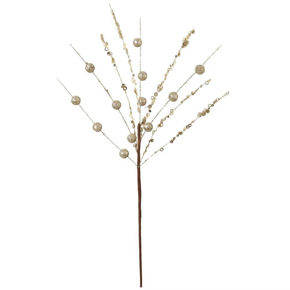 Glitter Coated Christmas Tree Picks Gold Red Pink Floral Branches Holiday Party