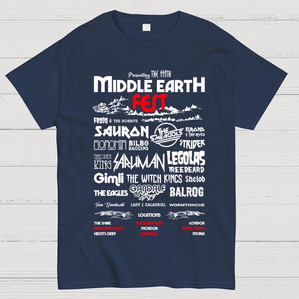 Middle Earth Fest Unisex 100% Cotton Summer Casual Cool Loose T-Shirt
