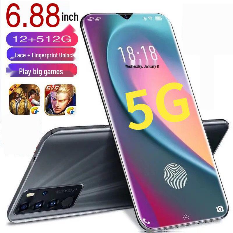 5G-смартфон с двумя SIM-картами 6,8 дюйма, 512 ГБ – Идеально подходит для игр, студентов и пожилых людей