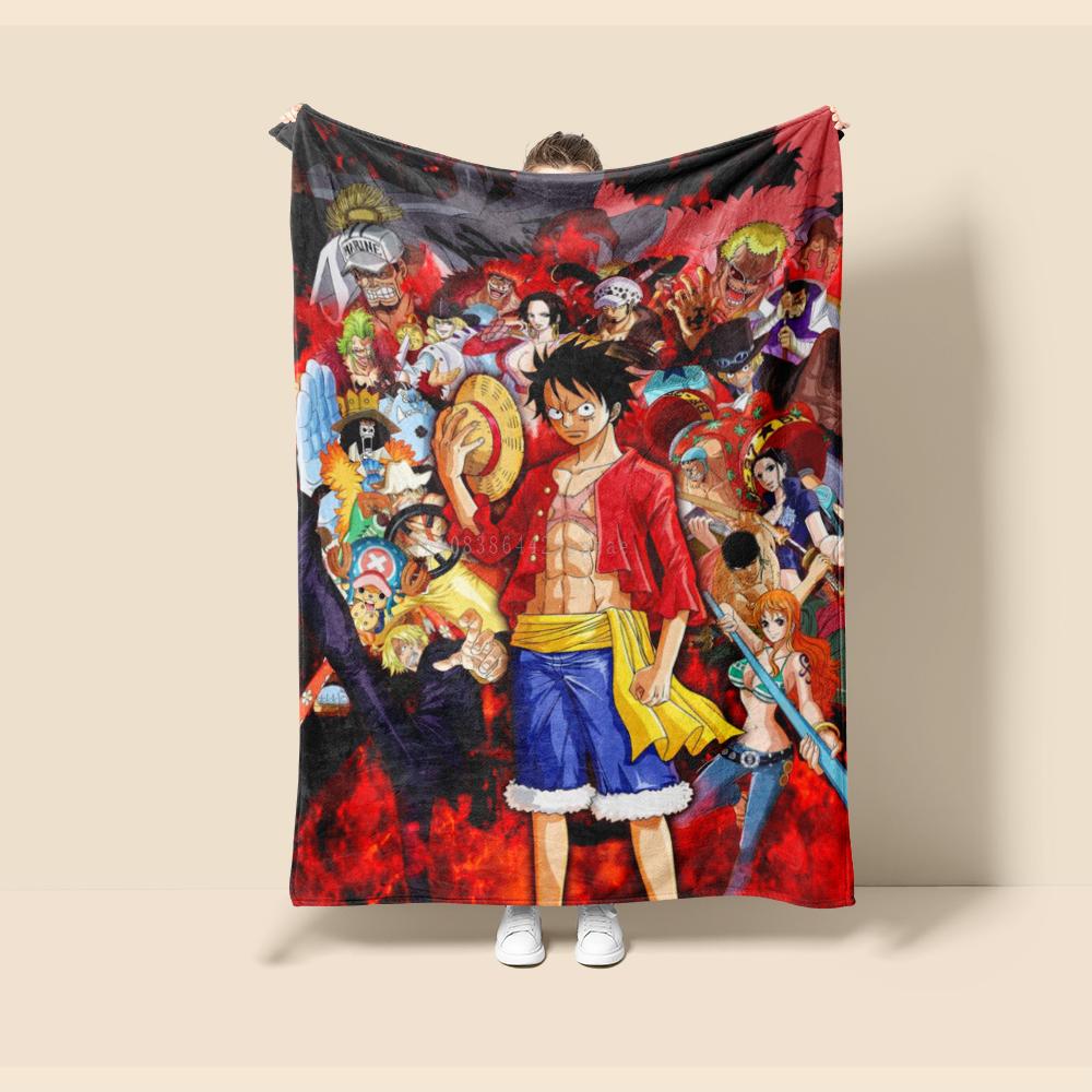 Тонкое фланелевое одеяло. Плед с аниме One Piece на четыре сезона. Для дивана, кровати, гостиных, путешествий, пикника, офиса, детских подарков
