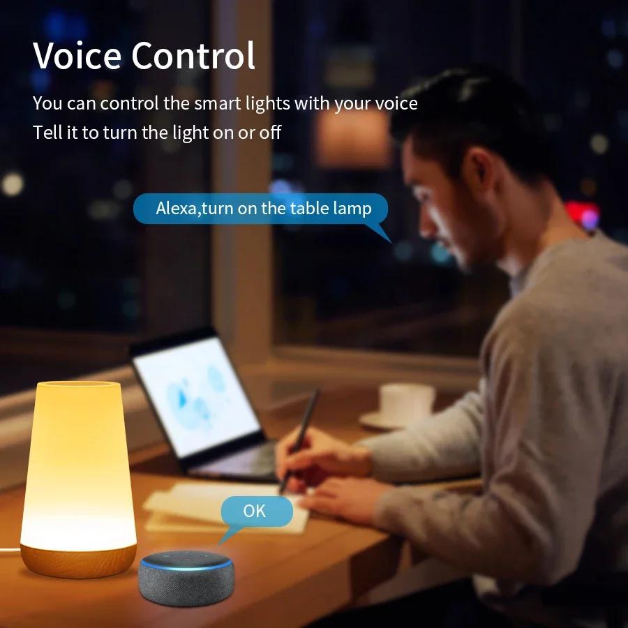TUYA WiFi Night Light LED Smart Touch Bedside Lamp USB Charging Table Lamp Dimming Night Lamp Room Decor Lamp Alexa Google Home