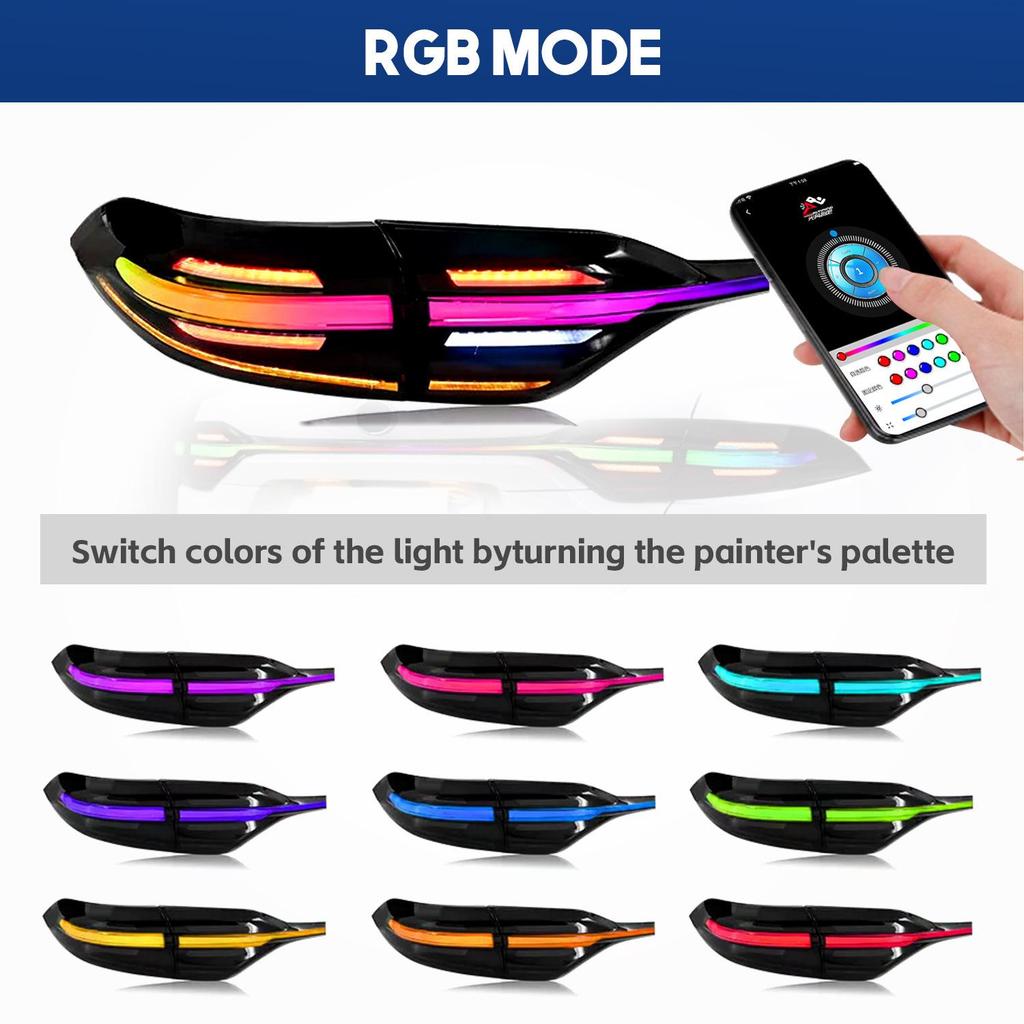 RGB Задний фонарь в сборе HCMOTIONZ для Toyota Corolla 2019-2024 с дизайном Porsche