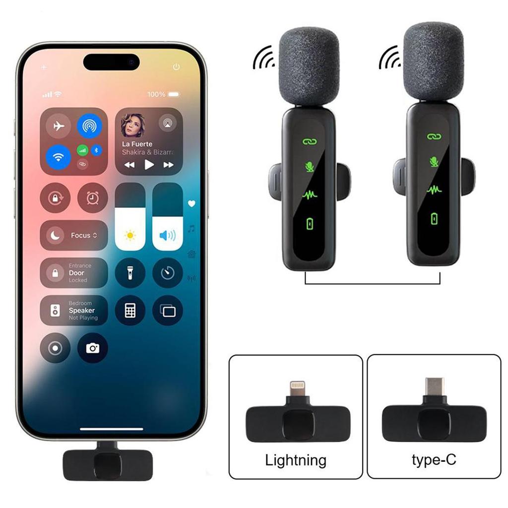 L6 Беспроводной петличный микрофон для мобильного телефона с ветрозащитным чехлом, мини-микрофон для аудио- и видеозаписи для мобильного телефона iPhone Android