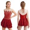 Kids Girls Rhythm Gymnastics Ballet Skirted Leotards Dresses Shiny Rhinestones Figure Skating Lyrical Dance Performance Costume