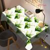 2D Flat 1pc - Elegant Floral Tablecloth - Green Leaves And Lily of The Valley Style, Durable Polyester Fabric Table Cover, Suitable for Kitchen, Weddi