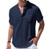 Summer Men's Cotton and Linen Shirts Short-Sleeved Shirt Henry Collar Casual Men's T-shirts Shirts Male Men Clothing