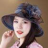 Hat Female Summer Breathable Mesh Color Matching Flower Yarn Sun Hat Dome Top Hat Sun Protection Hat