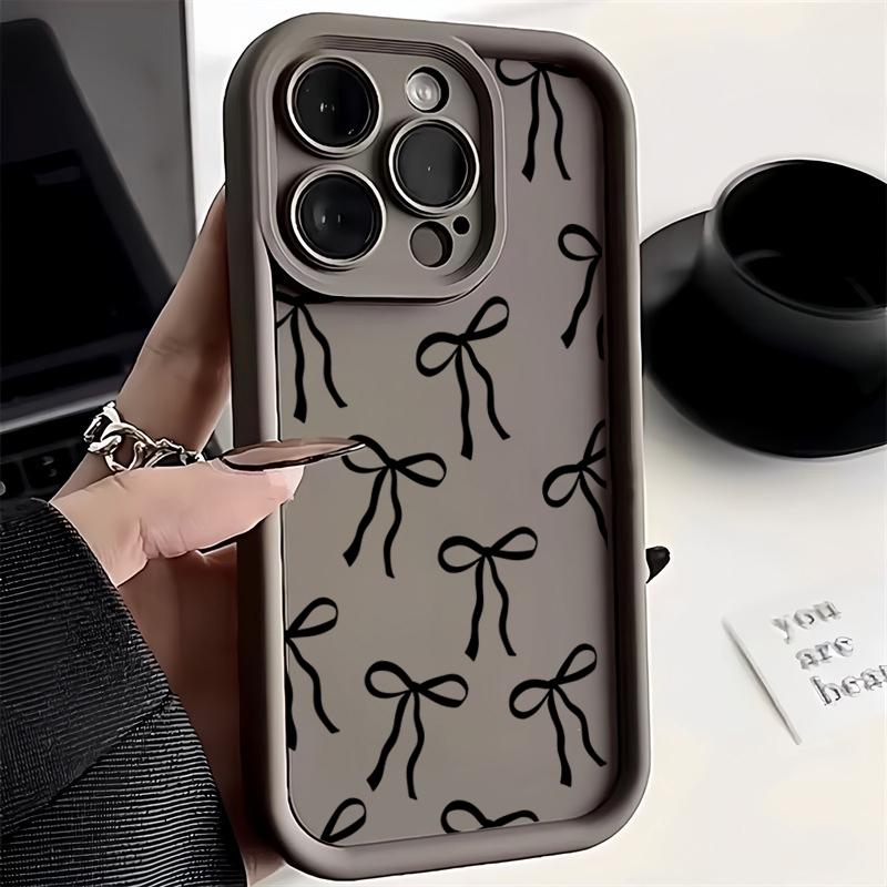 Милый силиконовый чехол для телефона с принтом черного банта для iPhone 17 Pro Max 16 15 14 13 12 11 Pro 17 Air 16E XS X XR 7 8 Plus Мягкая крышка