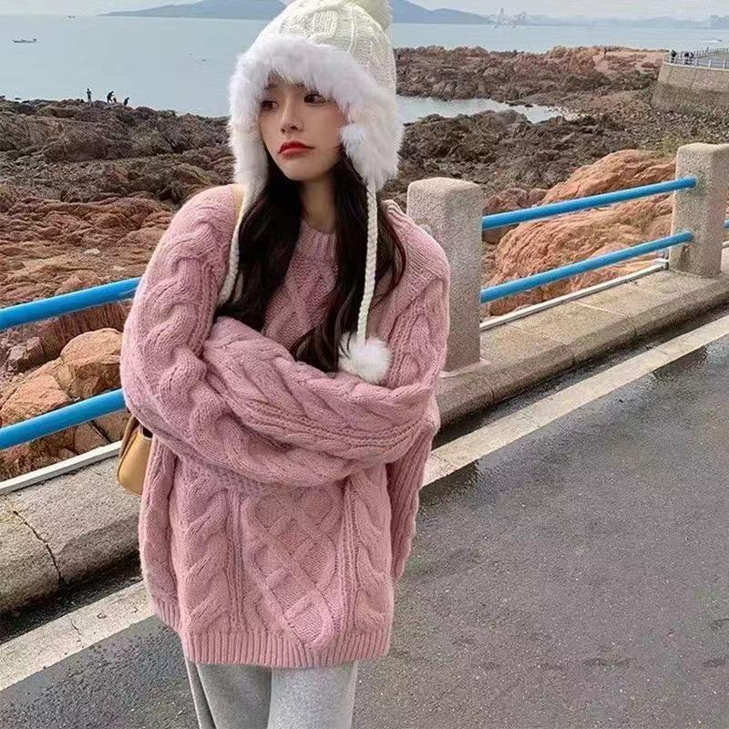 Женский свитер крупной вязки свободного кроя - Уютная одежда для осени/зимы