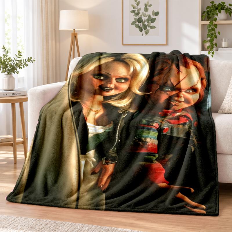 Child's Play Chucky Tiffany Flannel Throw Blanket Soft Warm Cozy For Sofa Bed Indoor Home Bedroom Use