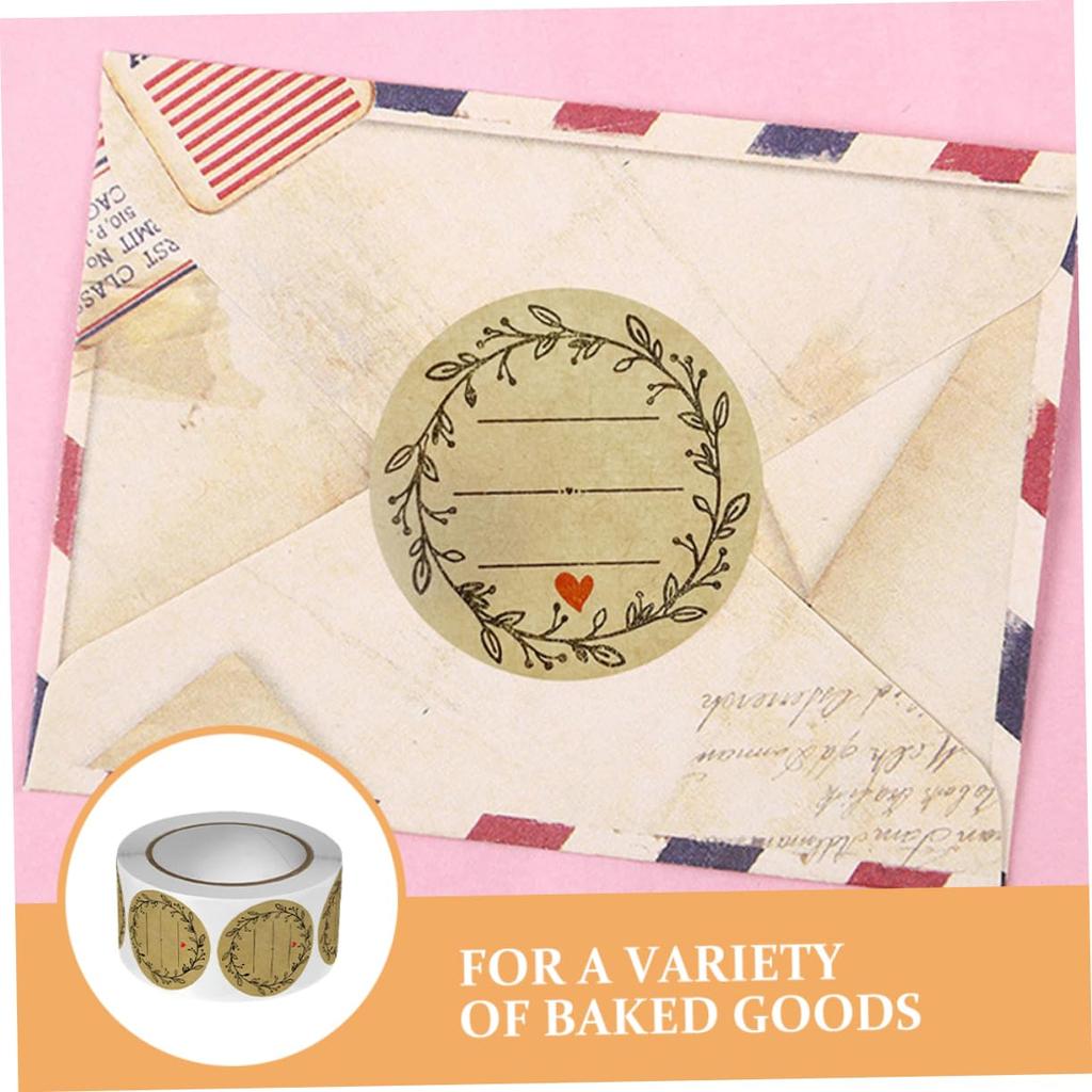 Рулон наклеек из крафт-бумаги 500 шт. Самоклеящаяся этикетка для запечатывания Упаковочная декоративная бирка для рукописных благословений Выпечка Праздничная наклейка