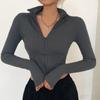 Solid Color Casual T-shirt Women Long Sleeves Turtleneck Crop Tops Sexy Simple Style Party Club Spring Summer New
