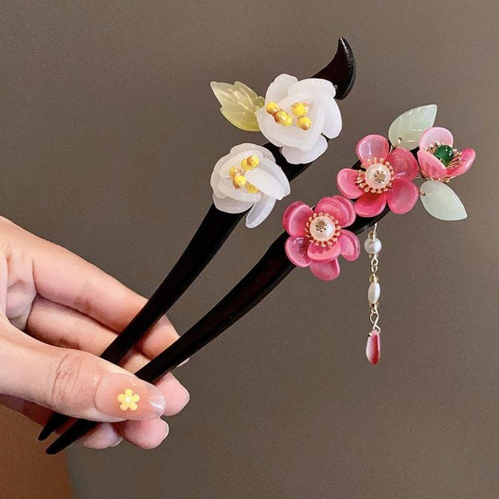 National Style Vintage Winding Flower Hairpin Classical Handmade Wooden Hair Stick Elegant Chinese Style Hanfu Headwear Women