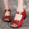 Shoes New Spring Women's Shoes Ethnic Style Mother Single Shoes Head Layer Cowhide Thick with Soft Bottom Small Leather Shoes
