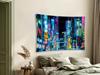 Japan Tokyo Night Lights Tapestry Urban Cityscape Wall Art Neon Glow Decor for Bedroom Living Room Display