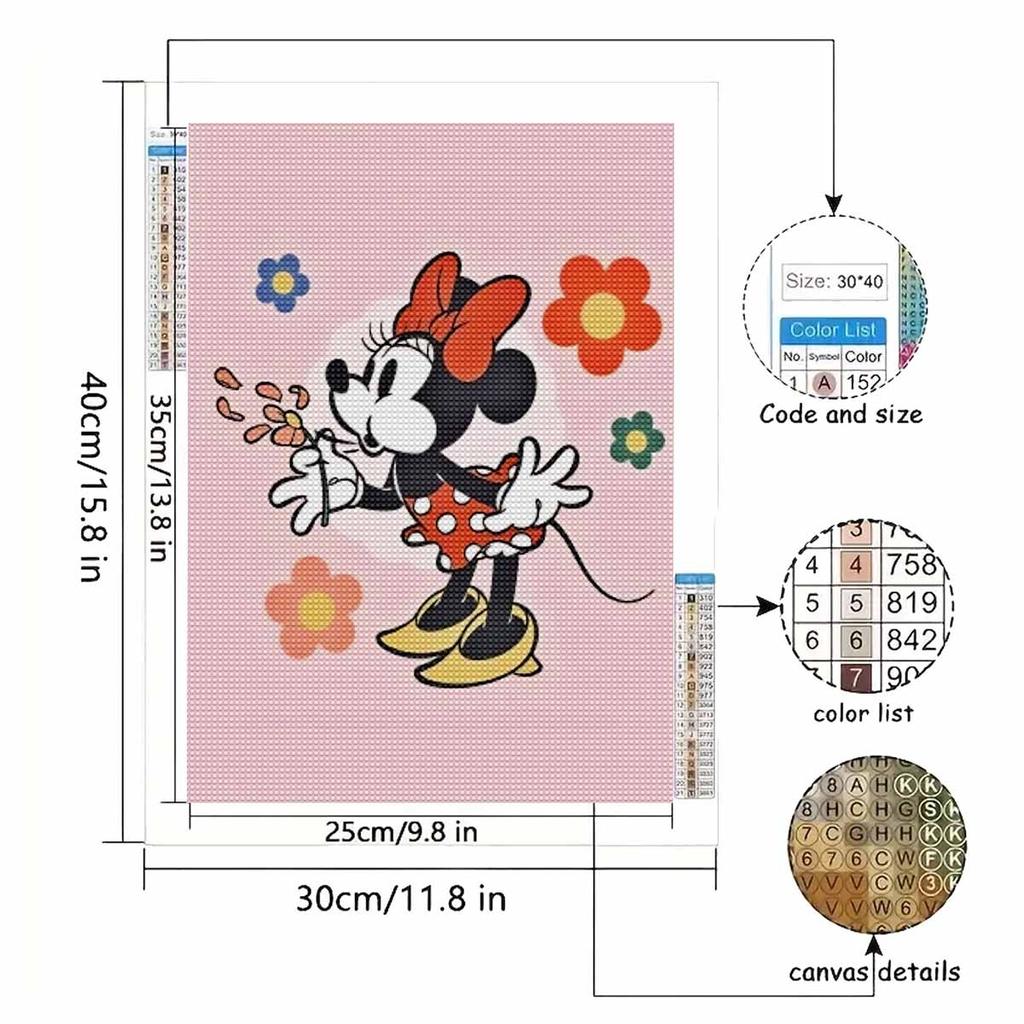 Алмазная вышивка своими руками Минни Маус Набор для вышивания крестом Мозаичное искусство Алмазная вышивка Полная круглая алмазная Домашнее украшение