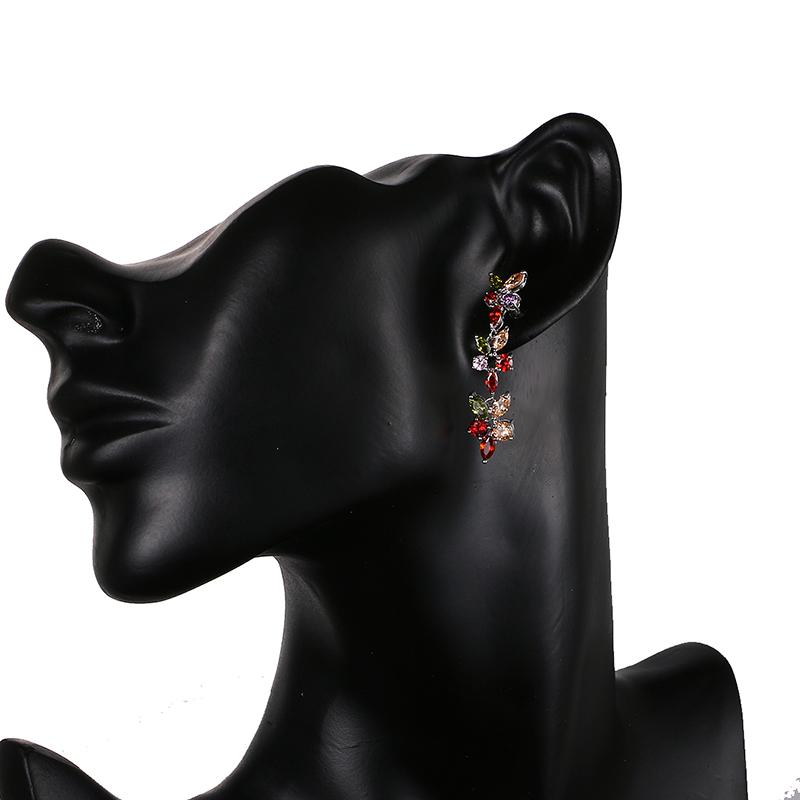 Emmaya модные вечерние блестящие Aaa красочные серьги с цирконием цвета белого золота Цветочные кристаллы ювелирные изделия для женщин свадебный подарок