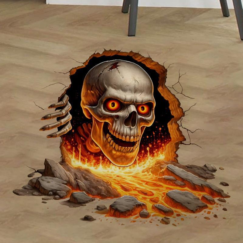 Halloween Wall Stickers 3D Effect Broken Wall Zombies Broken Wall Floor Stickers Pvc Self-Adhesive Bedroom Living Room Horror