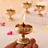Brass Lotus Diya for Puja Set of 2 - Lotus Flower Diya for Pooja Room , Temple , Mandir, Office, Oil Lamp Diya for Home Decoration