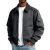 Men's Solid Color Pocket Zipper Jacket Men's Sports Large Size Casual Jacket
