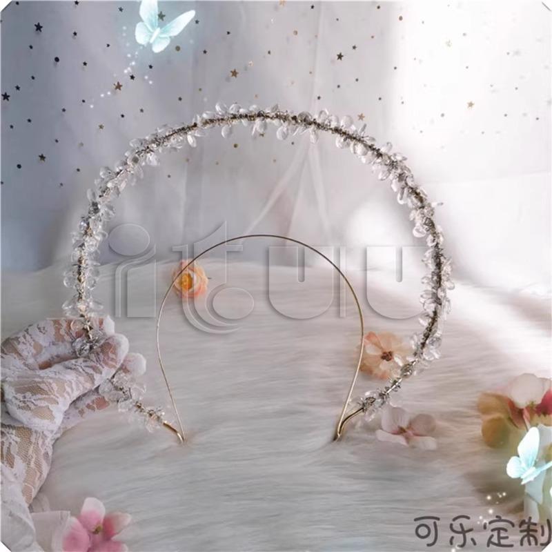 Handmade Notre Dame Apollo Sun Lolita KC Crystal Crown Headband Wedding Crystal Pearl Crown Halo Necklace Hair Accessories Set